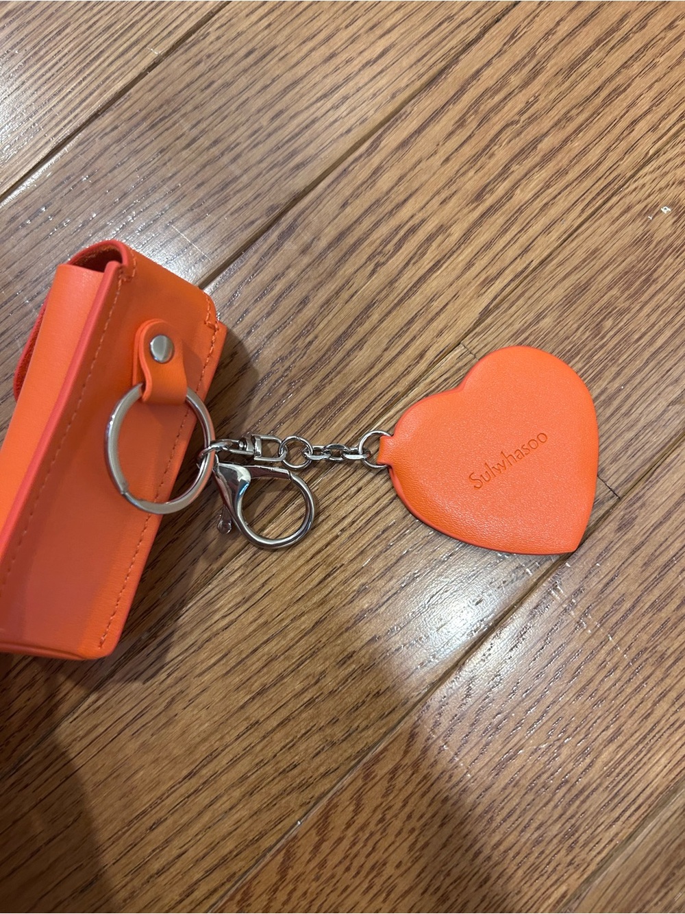 SunSkins Orange Lip Balm Holder Keychain with Heart Mirror - Picture 2 of 3